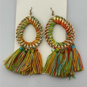Colorful Tassel Hoop Earrings